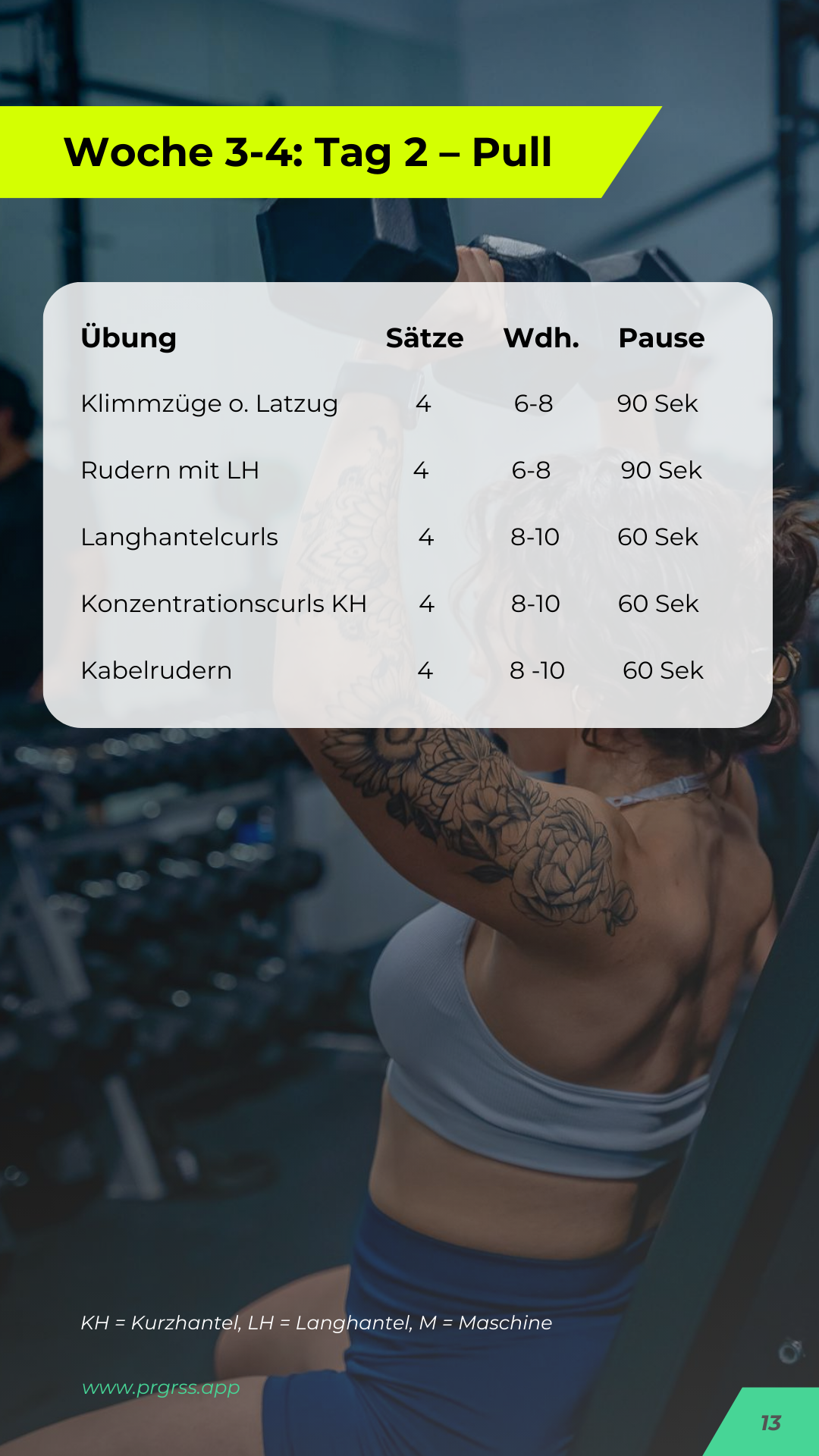 Push Pull Legs (3er Split) Trainingsplan - 8 Wochen